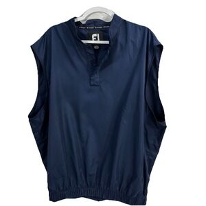 Footjoy FJ Men's Golf Blue Sleeveless‎ Windbreaker Pullover Pockets , XL